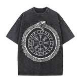 Vintage Washed Ouroboros Runes Viking T-shirt