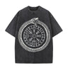 Vintage Washed Ouroboros Runes Viking T-shirt