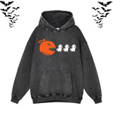Vintage Washed Pumpkin Eat Ghosts Hoodie Sweatshirt