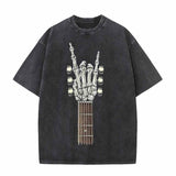 Vintage Washed Rock on Guitar Skull T-shirt