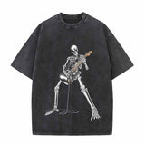 Vintage Washed Skeleton Guitar Guy T-shirt