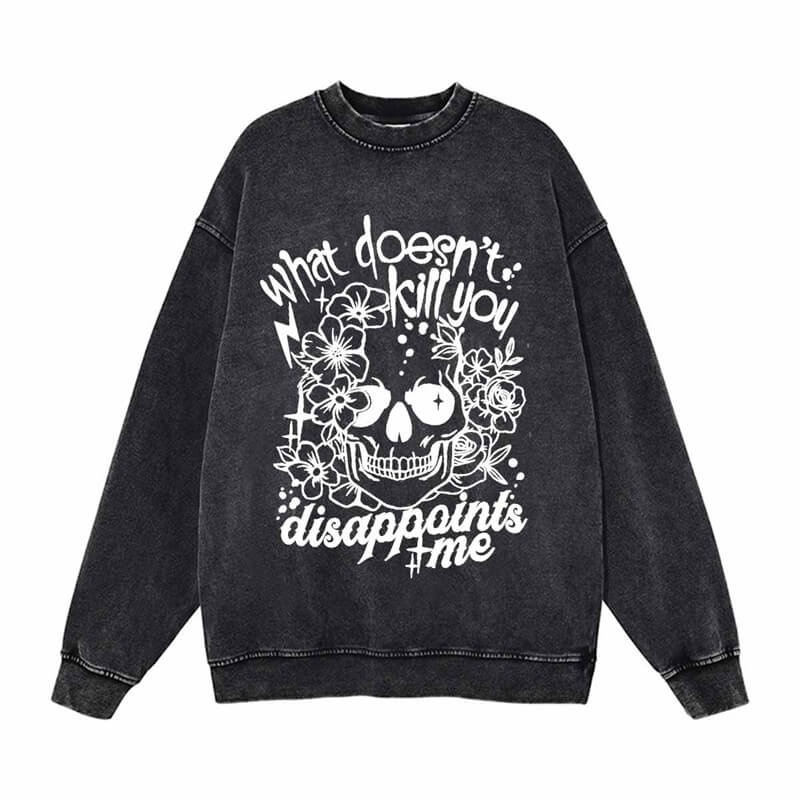 Vintage Washed Sugar skull Hoodie Sweatshirt T-shirt