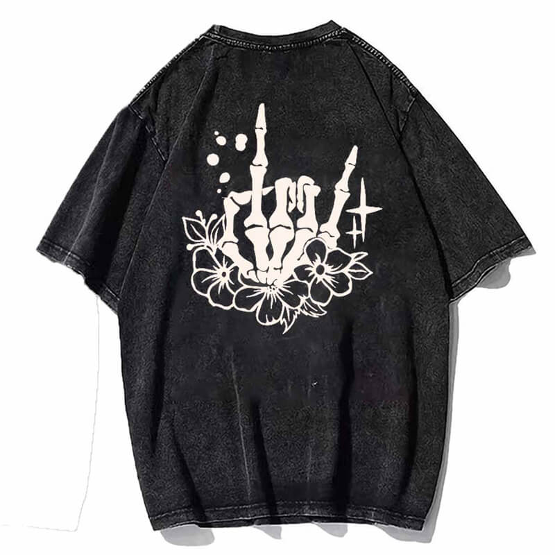 Vintage Washed Sugar skull Hoodie Sweatshirt T-shirt