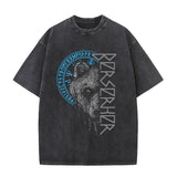 Vintage Washed Viking Berserker Bear Runes T-shirt