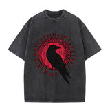 Vintage Washed Viking Raven Runes Knot T-shirt