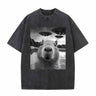 Vintage Weird Capybara Selfie UFO print T-Shirt