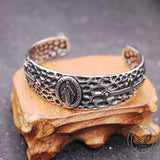 Virgin Mary Angel Cross Stainless Steel Cuff Bracelet