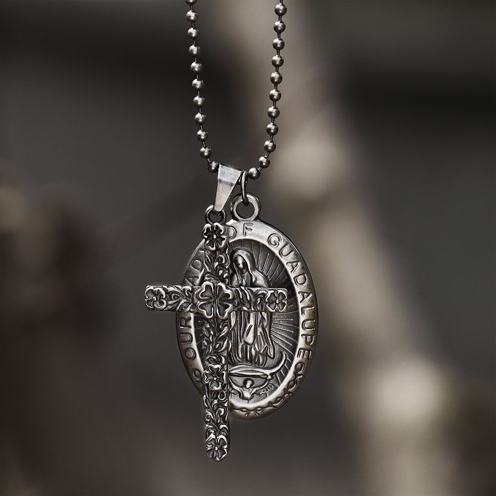 Virgin Mary Cross Stainless Steel Pendant