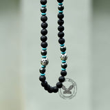 Volcanic Rock Stainless Steel Bead Necklace