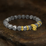 Volcanic Rock Stainless Steel Skull Bracelet