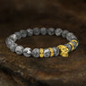 Volcanic Rock Stainless Steel Skull Bracelet