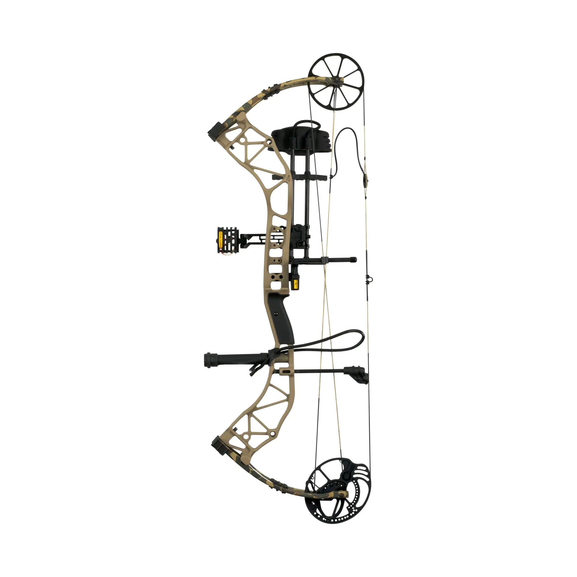 Ensemble d'arc à poulies Bear Archery ADAPT Ready to Hunt pour adulte, conçu par The Hunting Public, puissance de traction de 70 lb, main droite, couleur beige.