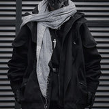 Wasteland Style Frayed Hem Fake Two-Piece Hooded Jacket
