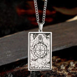 Wheel of Fortune Tarot Card Stainless Steel Necklace