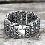 Wide Skull Stainless Steel Biker Bracelet
