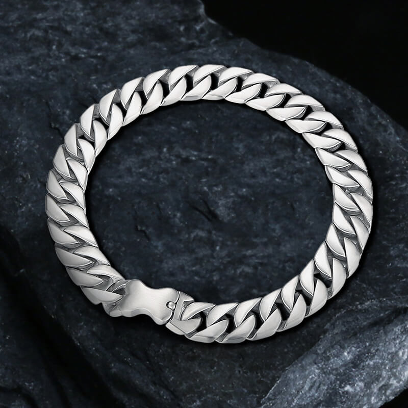 Collar ancho de eslabones cubanos de acero inoxidable