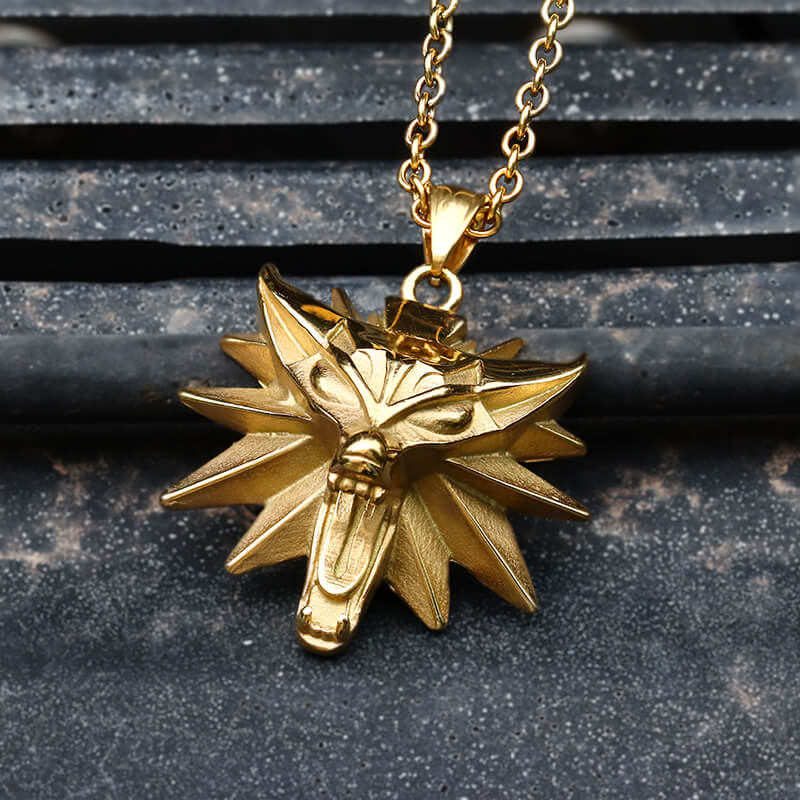 Colgante de acero inoxidable con cabeza de lobo de Wild Hunt