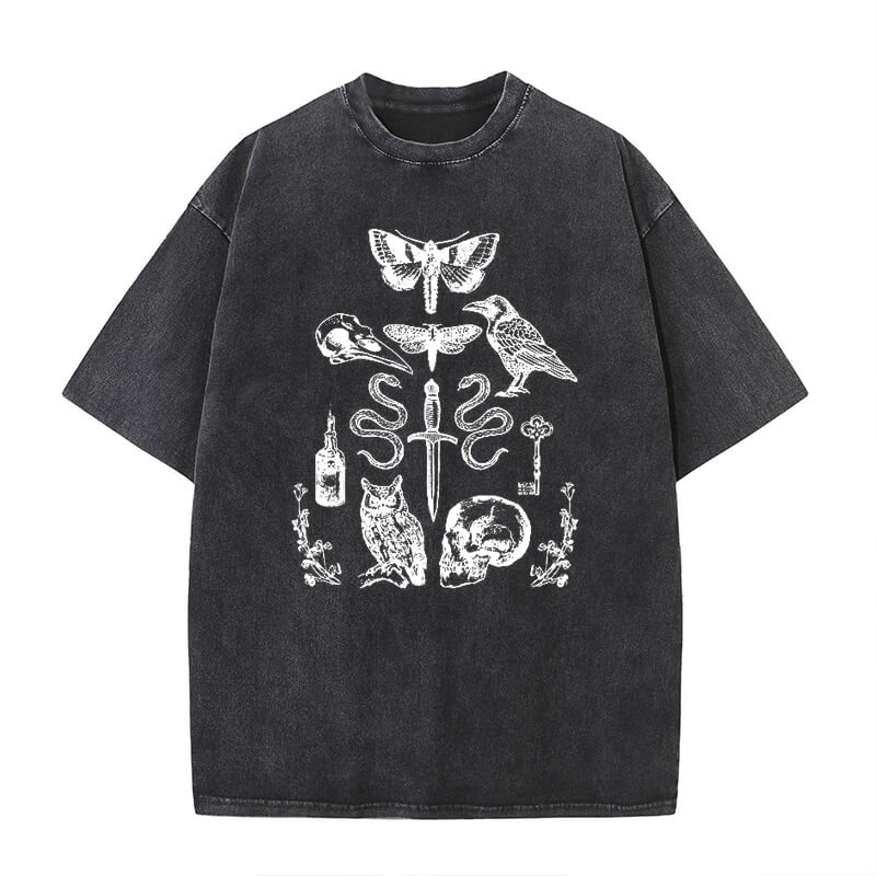 Witchy Dark Academia Skull Moth T-shirt