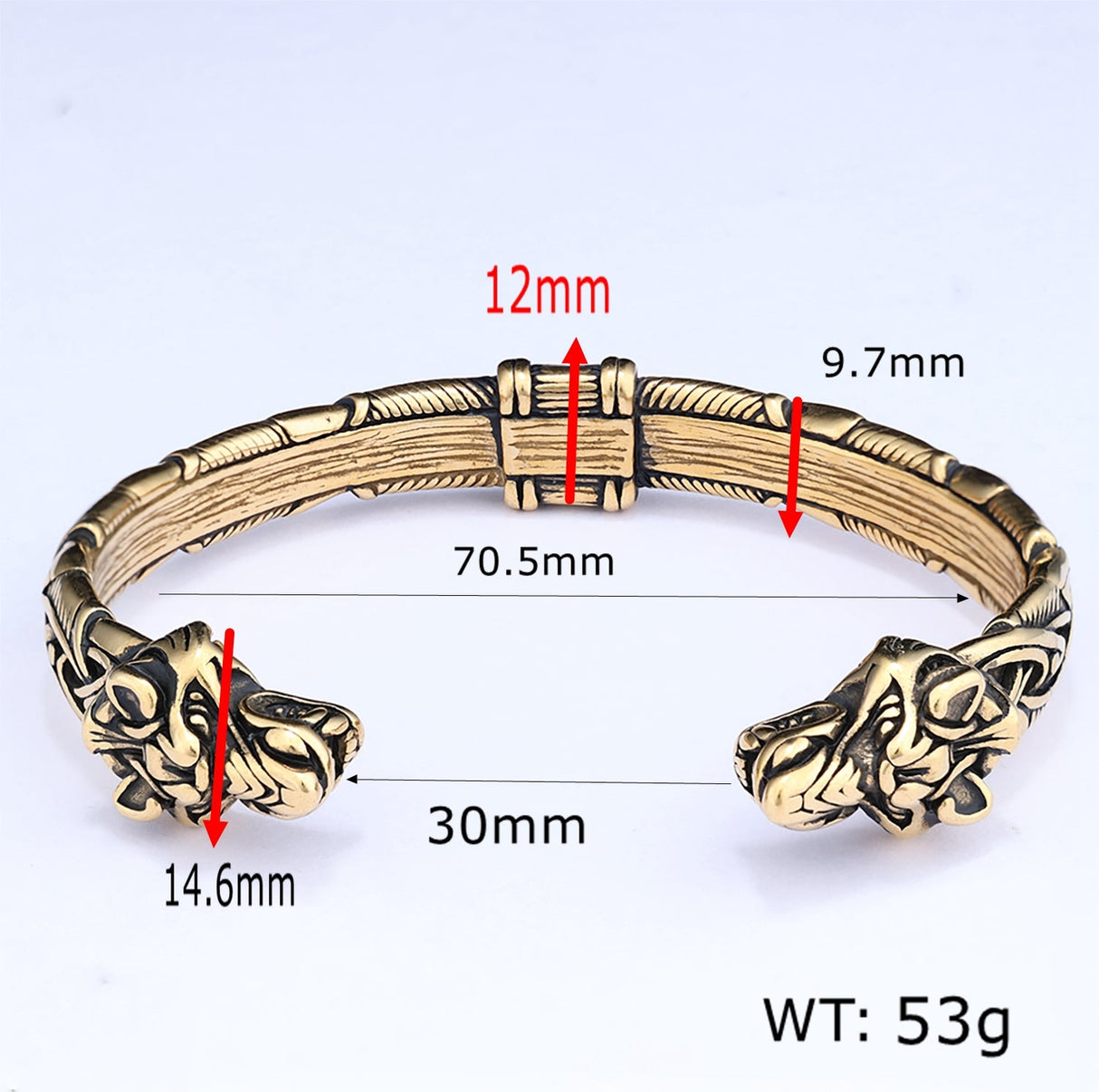 Wolf Torc Stainless Steel Viking Bracelet