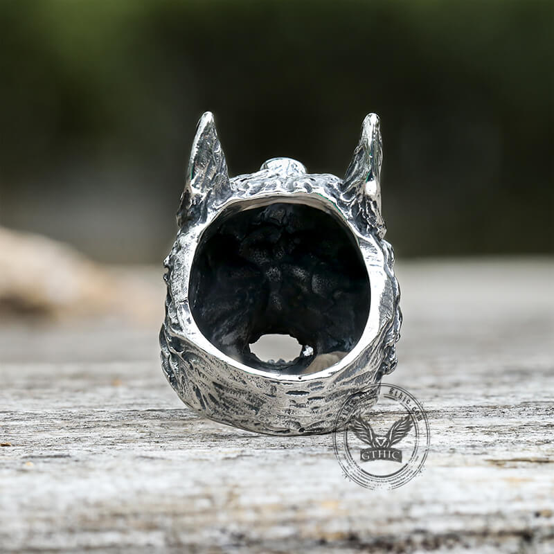 Anillo de calavera de acero inoxidable de Wolf Warrior