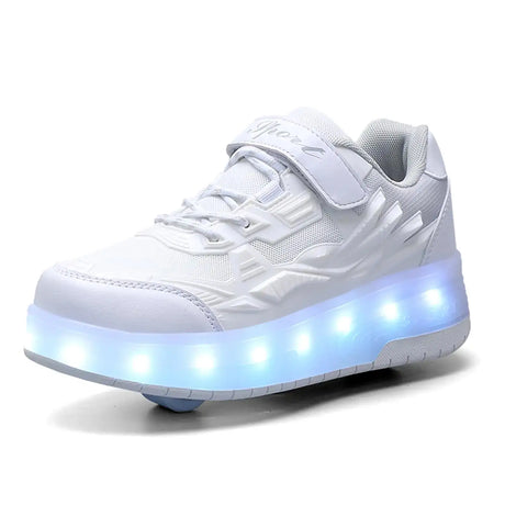YUNICUS Roller Shoes Girls Boys Wheel Shoes Kids Roller Skates Shoes LED Light Up Four Wheel Shoes for Kids for Children (S900Black32) - Lootquake