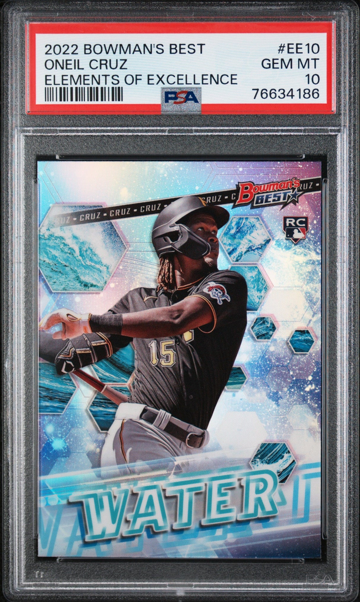 Tarjeta de béisbol Topps Bowmans Best Oneil Cruz #EE10 Elements of Excellence Rookie RC de 2022, PSA 10 Gem Mint