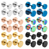 NEWITIN 12 Pairs Dot Stud Earrings for Men Faux Gauges Earrings Hypoallergenic Earrings Ear Tunnel Surgical Steel Earrings Screw Flat Back Earrings Round Ear Studs for Women Men - Lootquake