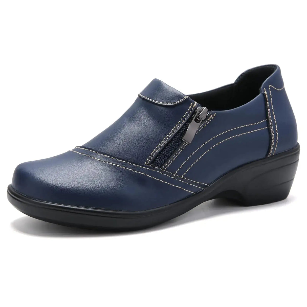 HJJ Dress Shoes for Women Loafers Zipper Slip on Casual Shoes Comfortable Office Work Shoes Dressy Business Shoes Navy US 10 - Lootquake