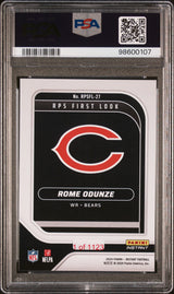 Tarjeta de fútbol americano de primera vista de Rome Odunze #RPSFL27 de Panini Instant NFL 2024, calificada para el equipo de novatos de RC, PSA 9 Mint