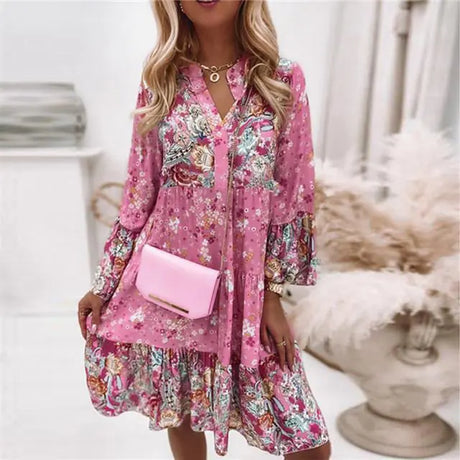 Pleated Long Sleeve Casual Dresses - Lootquake