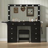Yanosaku VD007 Bedroom Makeup Vanity desk with LED Mirror, 9 Drawers