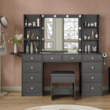 Yanosaku VD011 Bedroom Makeup Vanity desk with LED Mirror, 11 Drawers