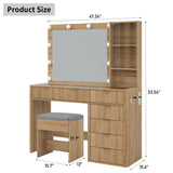 Yanosaku VD013 Bedroom Makeup Vanity desk with LED Mirror, 7 Drawers