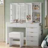 Yanosaku VD013 Bedroom Makeup Vanity desk with LED Mirror, 7 Drawers