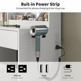 Yanosaku VD022 Vanity Desk with Mirror, Lights, Drawers, Stool, White-4