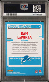 Tarjeta de fútbol de novato RC de Panini Donruss Sam LaPorta #12, clasificada en 2023, PSA 10 Gem Mint.