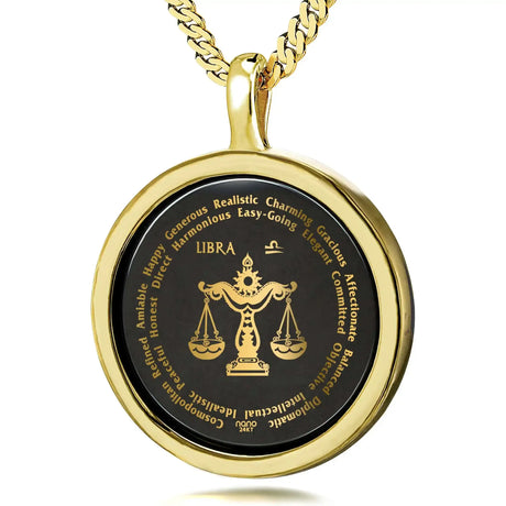 Libra Necklaces for Lovers of the Zodiac 24k Gold Inscribed - Lootquake