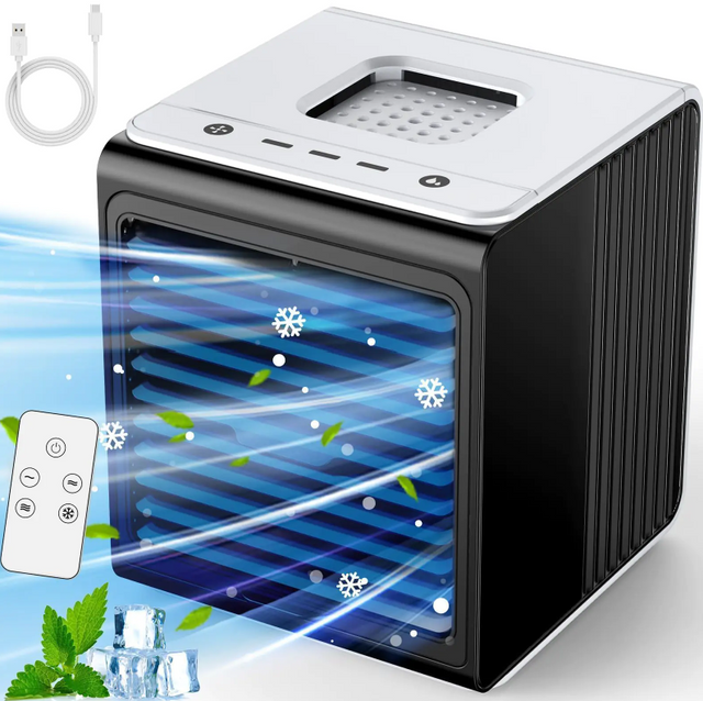 CENSTECH 3-IN-1 Mini Air Conditioner with Remote Top Splash-Proof Design 3 Speeds Small Portable Air Conditioner Large Capacity Tank Personal Air Conditioner Desk Air Conditioner for Office Room - Lootquake